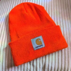 Carhartt Neon Orange Workwear Foldover Beanie
